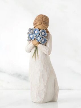 Willow Tree Blue Flower Bouquet Forget-Me-Not Sculpted Figure